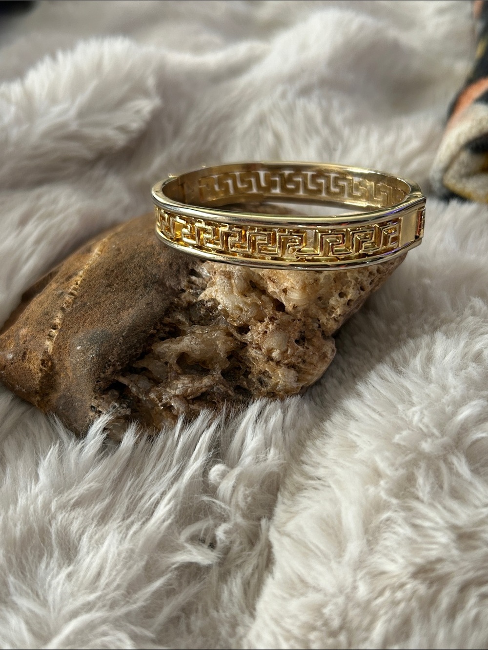 Gold Greek Key cuff/ Bangle Bracelet - Women Jewelry